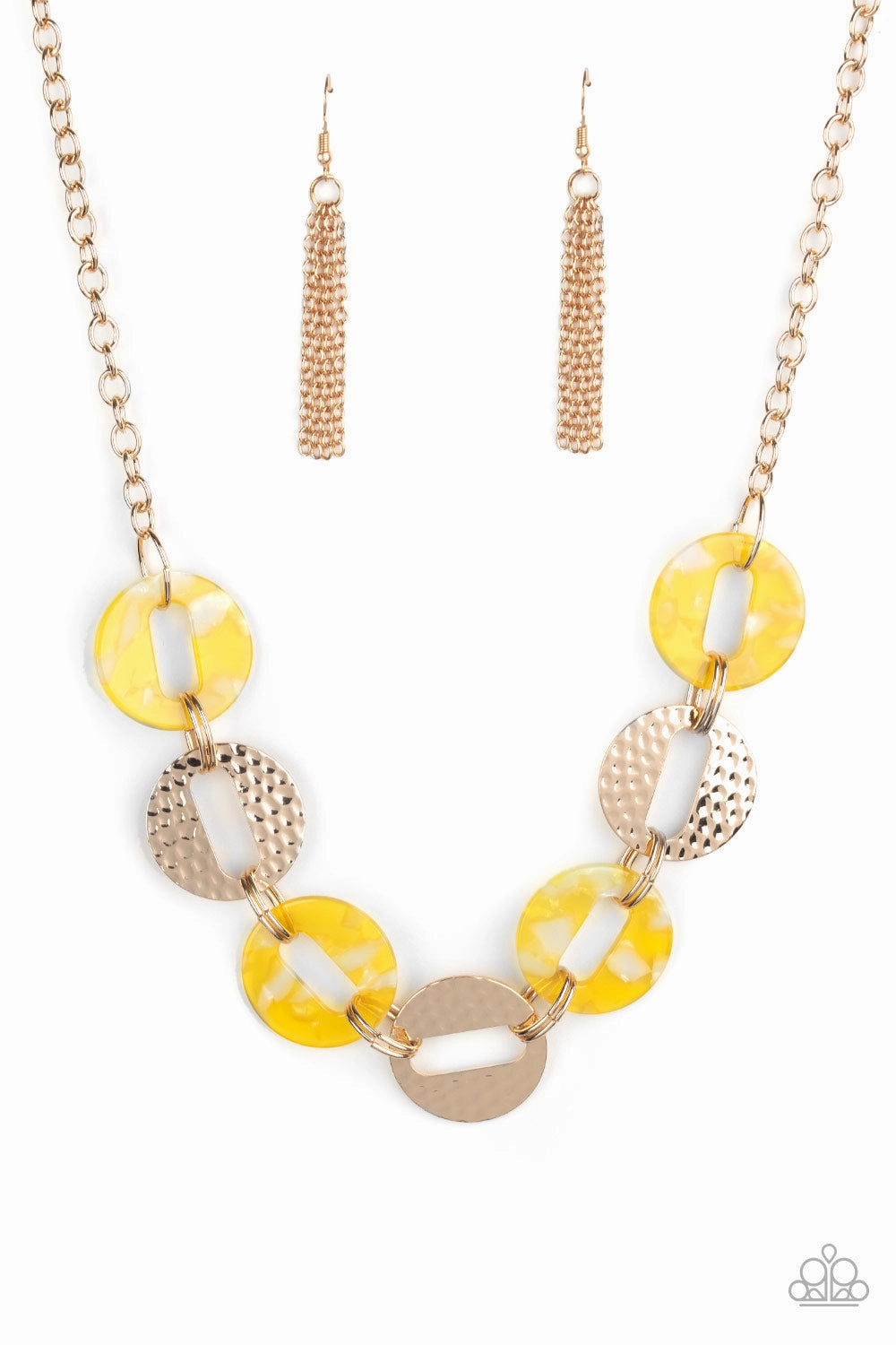 Perennial Piece Signature Accent Paparazzi Accessories ? Retro Retrograde - Yellow Necklace?Flat Rate Ship $4.50?