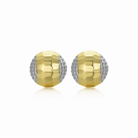 Affordable Selection Classic Product Sterling Silver Gold Plated Diamond Cut Circle Stud Earring