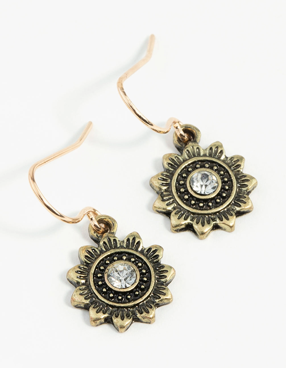 Gold Sun Drop Earrings Shiny Feature