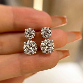 Louily Desirable Round Cut Drop Earrings In Sterling Silver Vacation Decoration Fashionable Creation