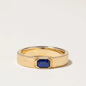 18k East West Synthetic Sapphire Ring | 0.61ct | SZ 9.5 Dazzling Look
