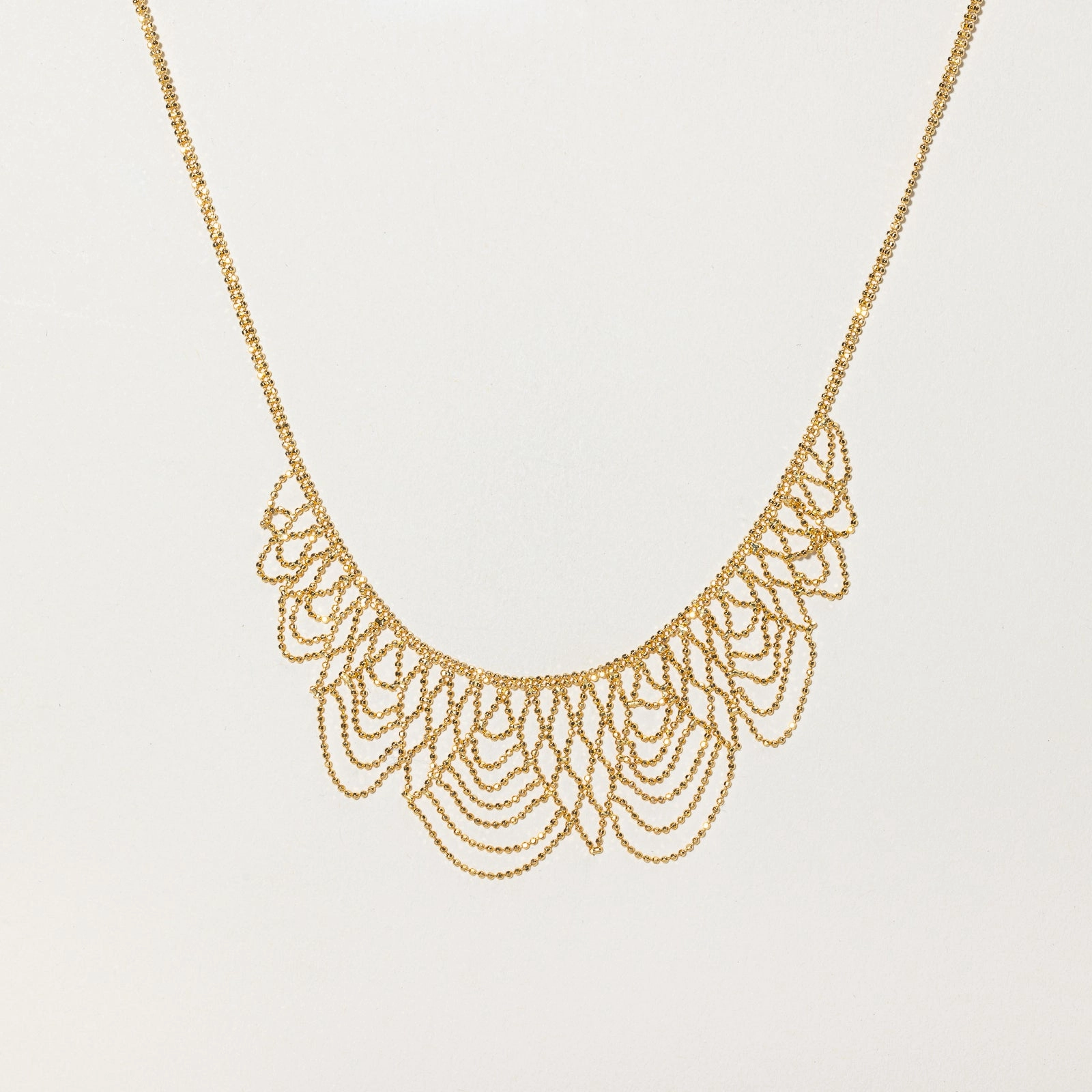 Daily Layer Mirror Selfie Beaded Chain Yellow Gold Necklace | 17.5"|