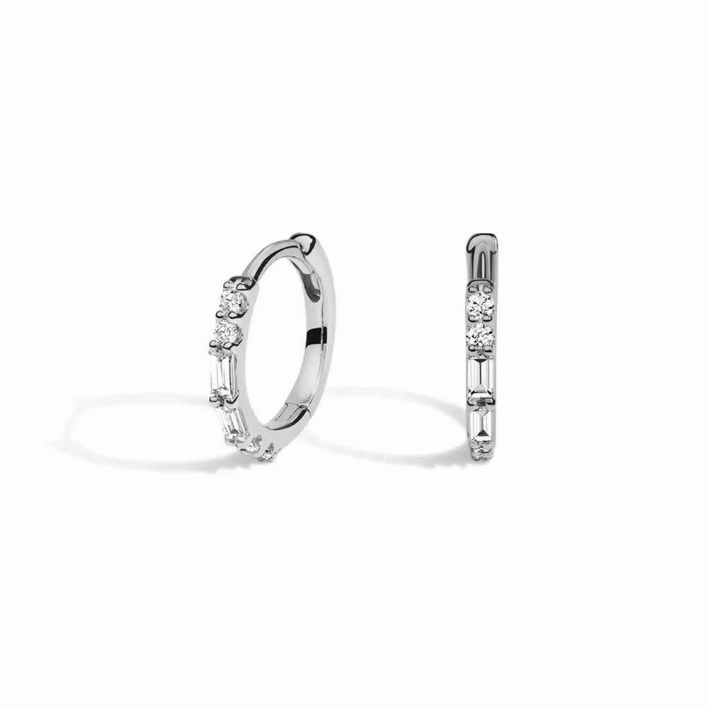 Modernist Ornament Eternal Radiance Hoop Lab Grown Diamond Earrings