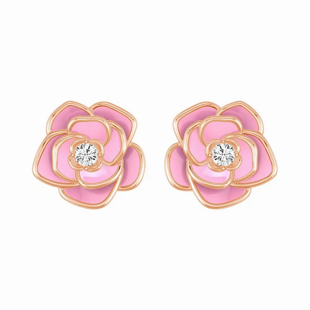 ??Blossom of Compassion?? Breast Cancer Awareness Stud Earrings Chic Choice