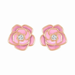 ??Blossom of Compassion?? Breast Cancer Awareness Stud Earrings Chic Choice
