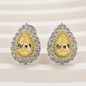Classic Product Delicate Finish Louily Yellow Stone Pear Cut Women's Stud Earrings