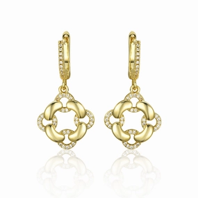 Simple Adornment Timeless Jewelry Sterling Silver Interlocking Circles With CZ Earrings