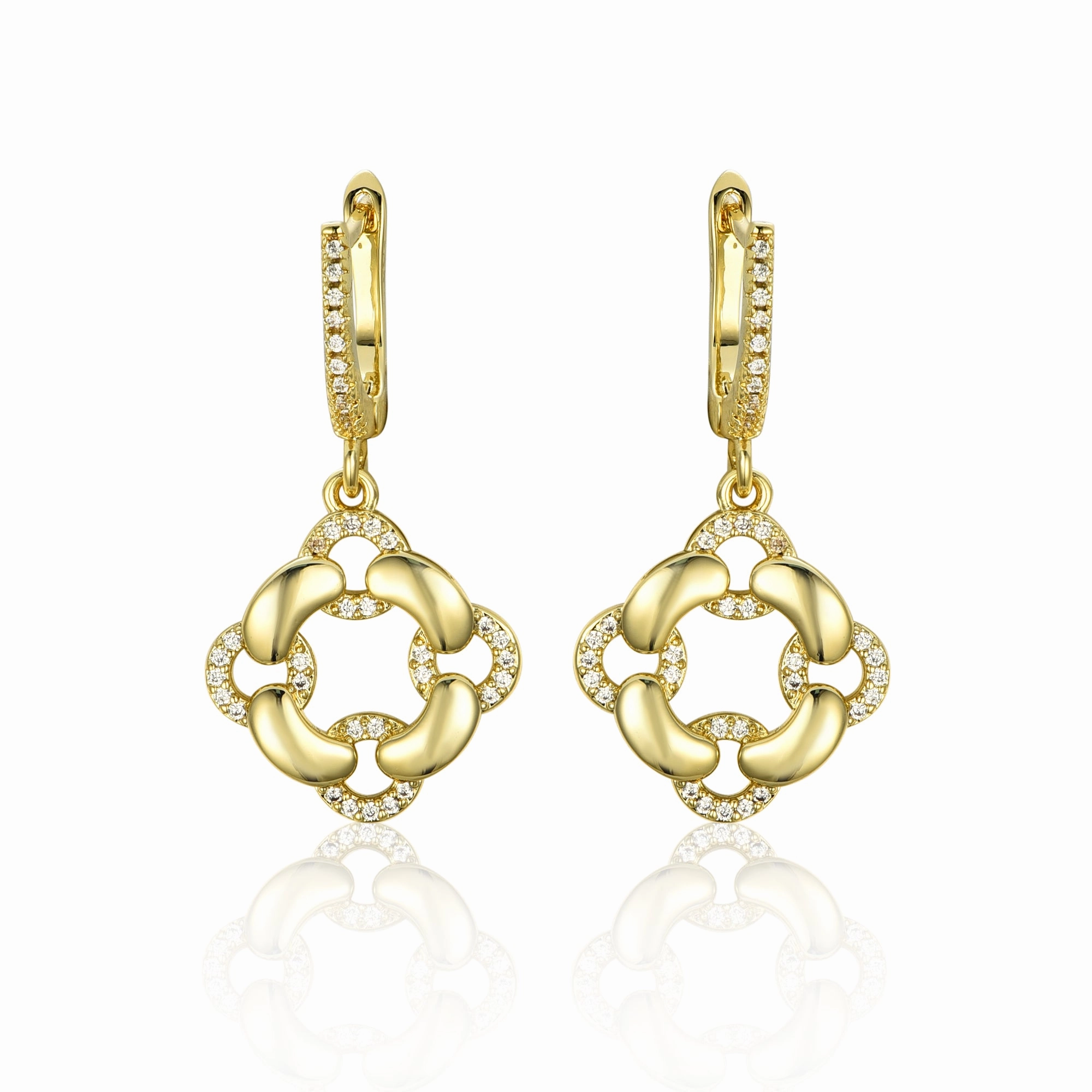 Simple Adornment Timeless Jewelry Sterling Silver Interlocking Circles With CZ Earrings