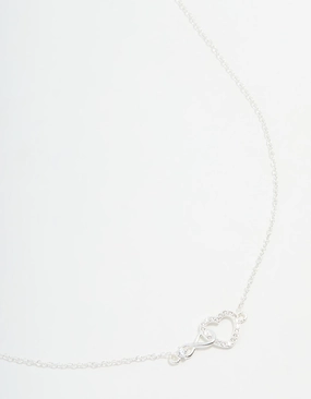 Sterling Silver Infinity & Heart Link Necklace Minimalist Jewelry Birthday Jewelry