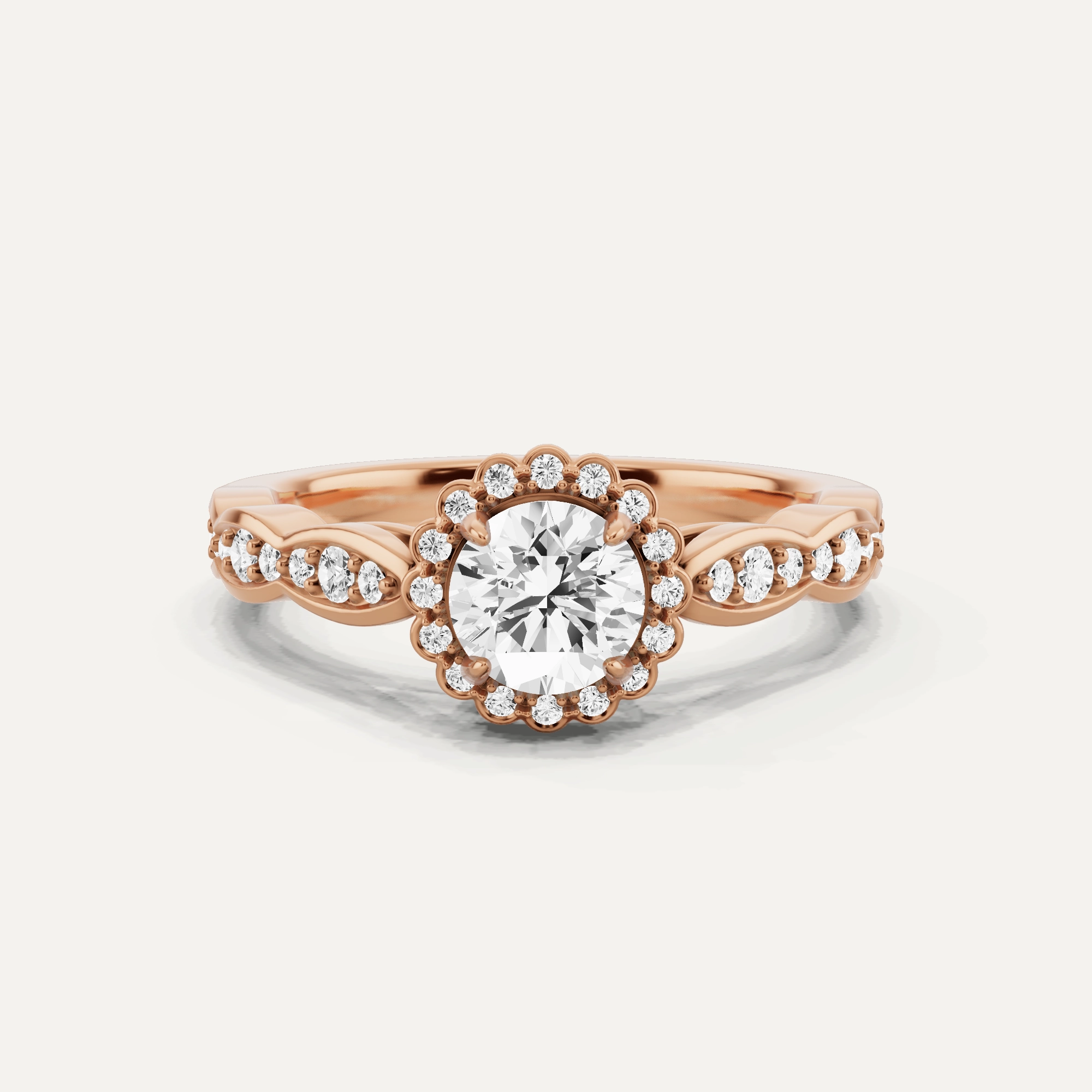 Contemporary Feature Daily Accent 3/4 ctw Round Diamond Marquise Shape Sides Halo Engagement Ring