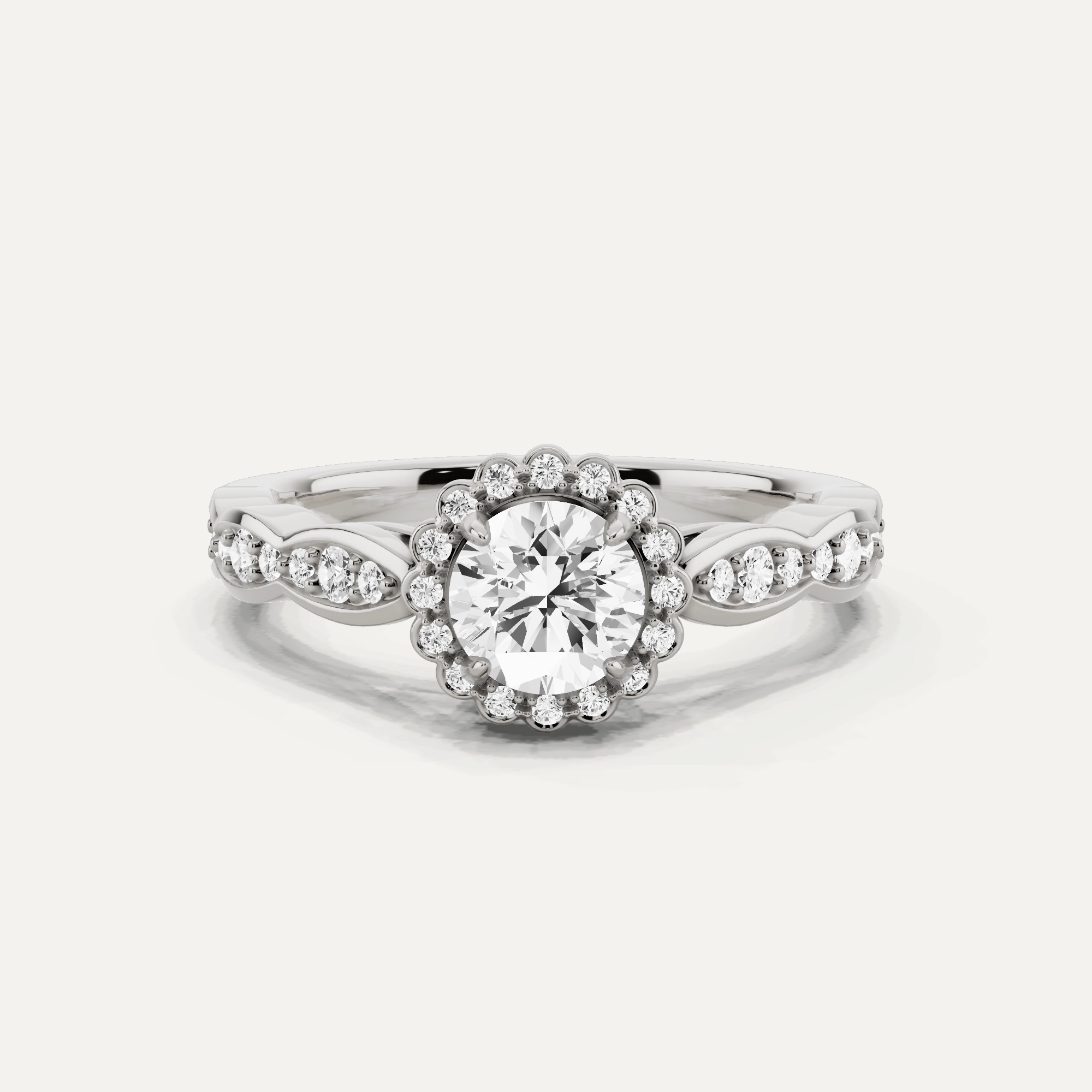 Gift Look 3/4 ctw Round Diamond Marquise Shape Sides Halo Engagement Ring