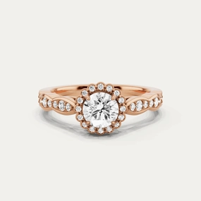 Contemporary Feature Daily Accent 3/4 ctw Round Diamond Marquise Shape Sides Halo Engagement Ring