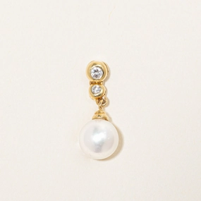 Bezel Set Diamond & Pearl Drop Pendant | 0.10ctw | Luxury Craftsmanship Chic Pulse