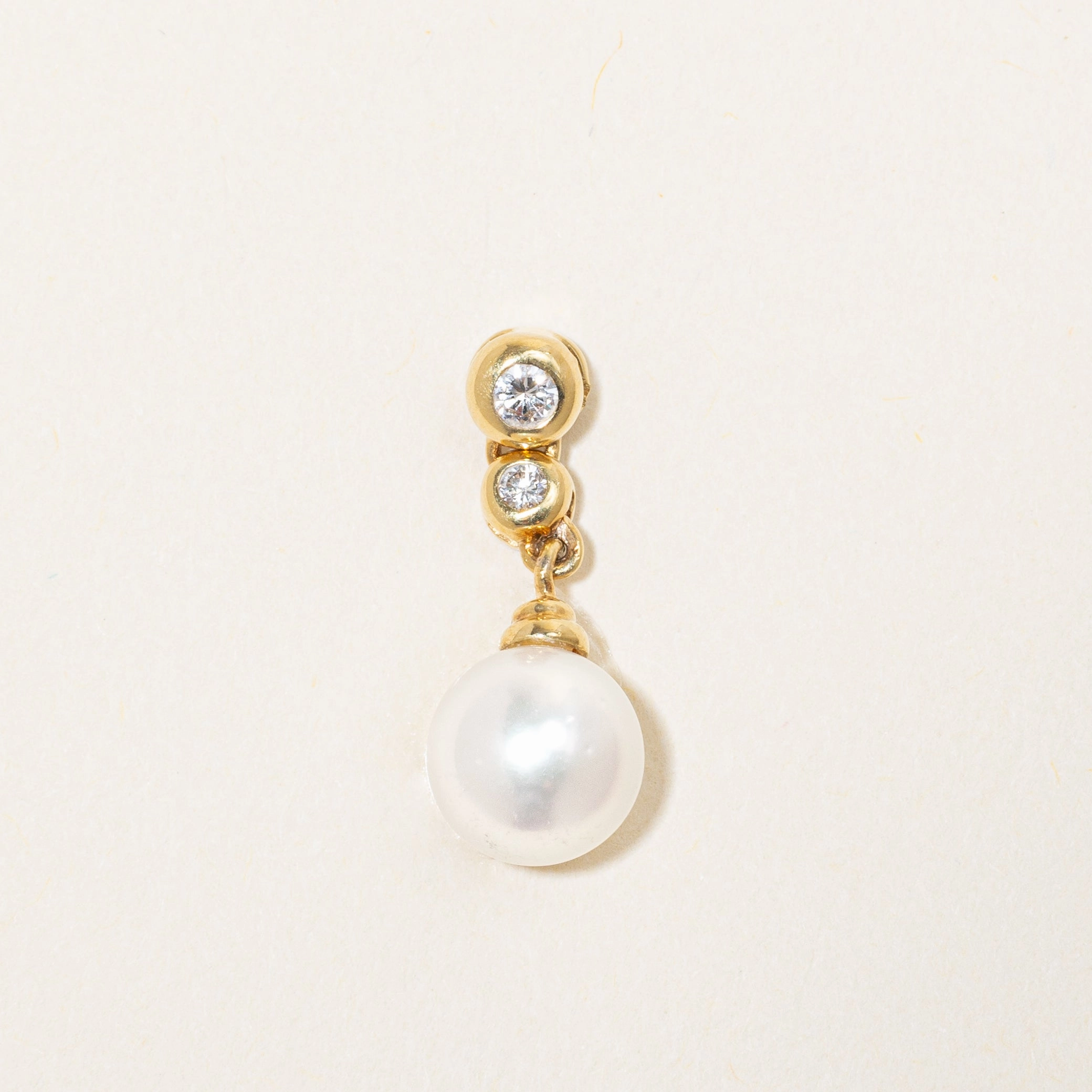 Bezel Set Diamond & Pearl Drop Pendant | 0.10ctw | Luxury Craftsmanship Chic Pulse
