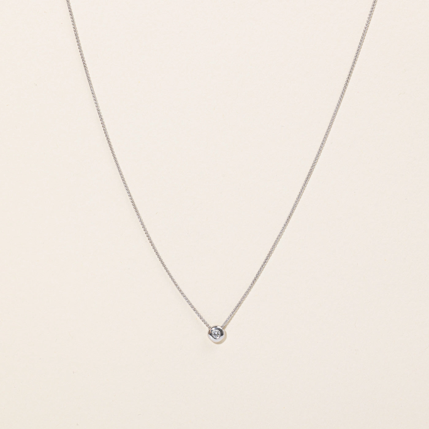 Bezel Set Diamond Pendant Necklace | 0.08ct | 20" | Shiny Touch