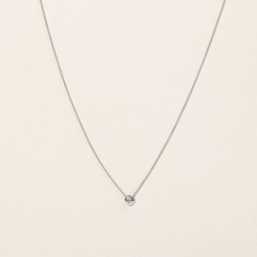 Bezel Set Diamond Pendant Necklace | 0.08ct | 20" | Shiny Touch