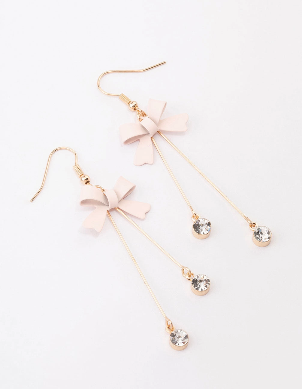 Blush Diamante Bow Double Bar Drop Earrings Safe Element Gorgeous Product