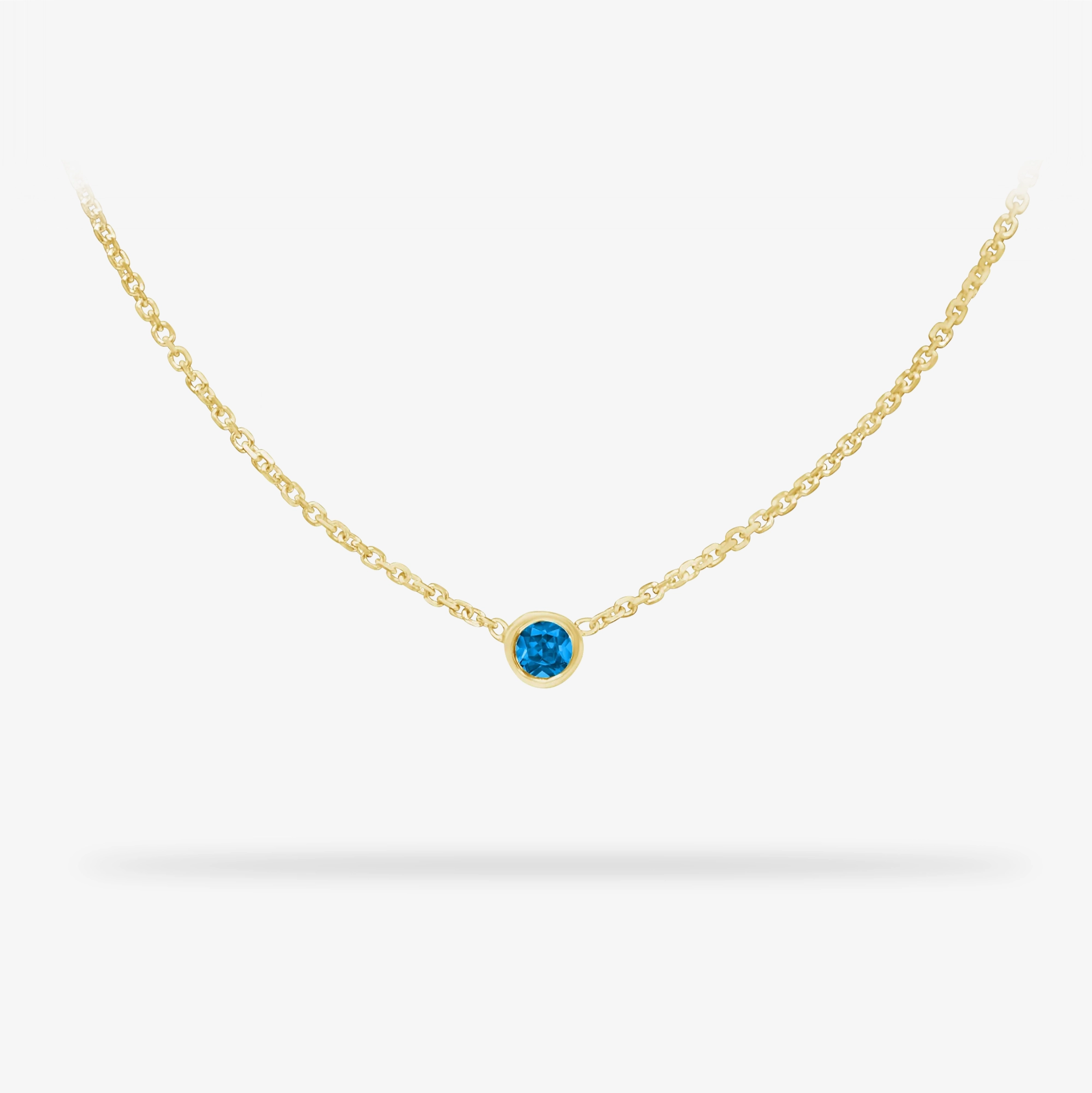 Exquisite Shine Birthday Necklace December- Blue Topaz Birthstone 14k gold necklace
