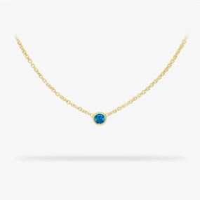 Exquisite Shine Birthday Necklace December- Blue Topaz Birthstone 14k gold necklace