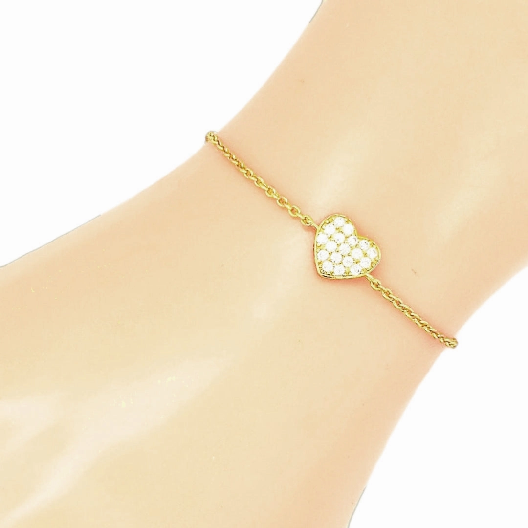 Achievement Reward Sterling Silver Small CZ Heart Bracelet