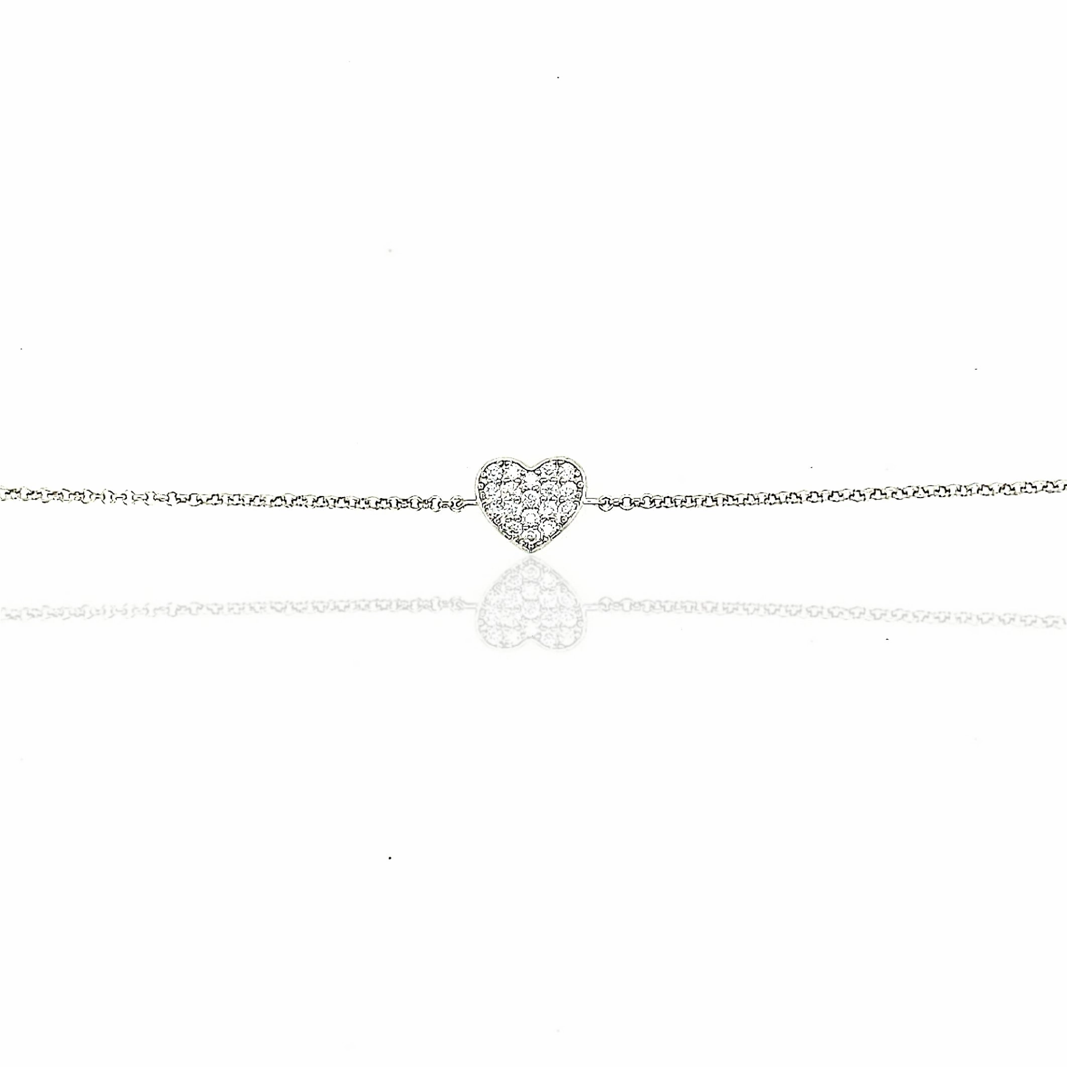 Permanent Composites Sterling Silver Small CZ Heart Bracelet