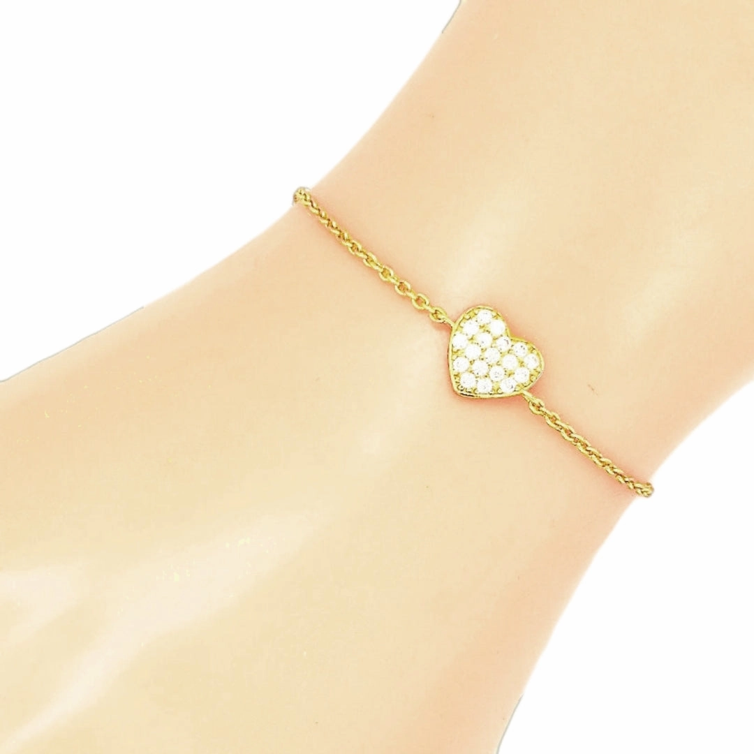 Sterling Silver Small CZ Heart Bracelet Eco-Friendly Picks