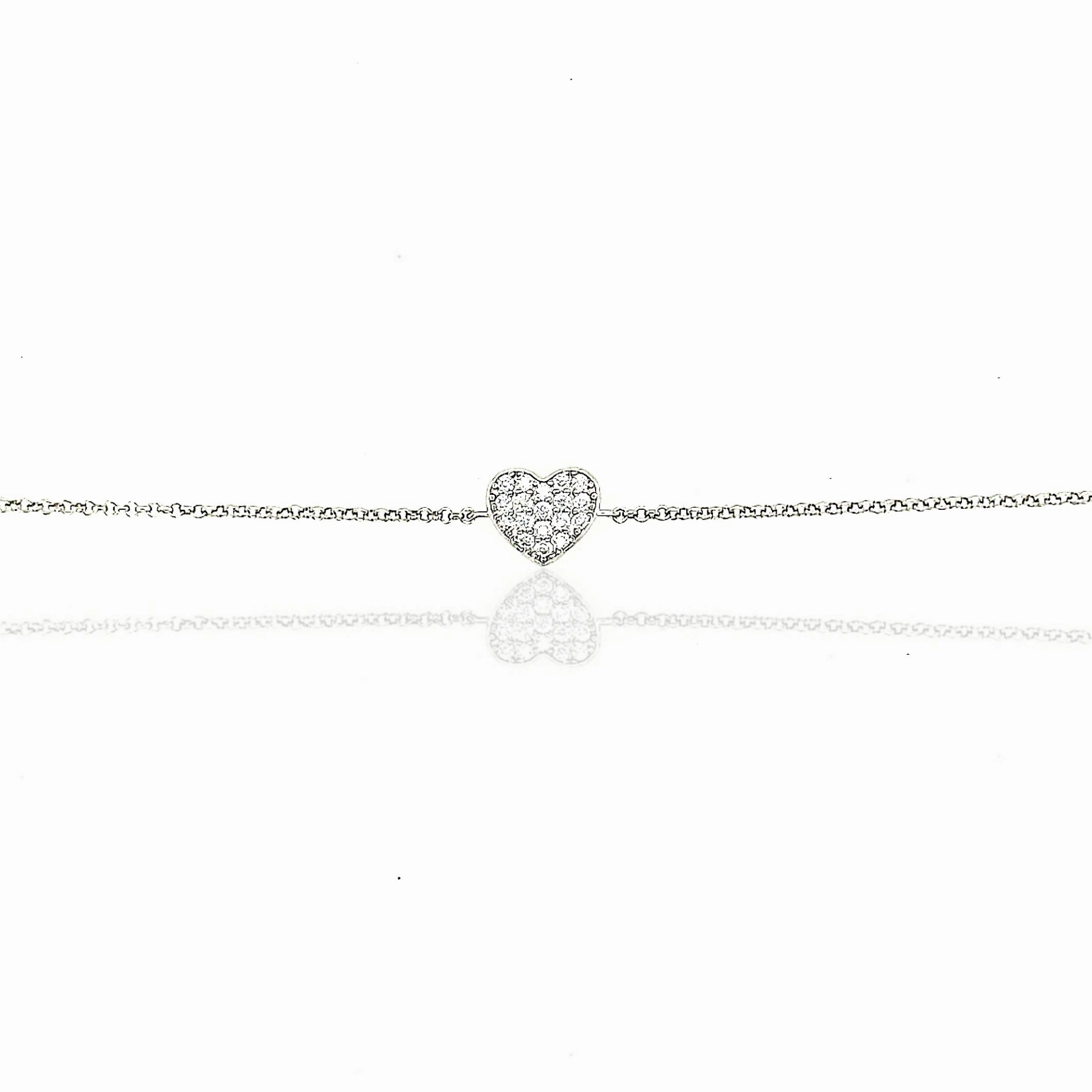 Positive Relationship Sterling Silver Small CZ Heart Bracelet