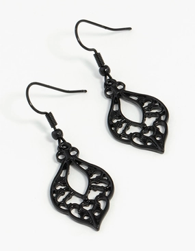 Black Cutout Bohemian Drop Earrings Chic Element Bright Piece