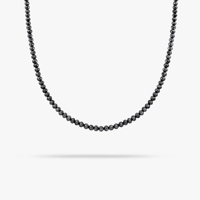 Soft Lighting Black Diamond Necklace 32 Inches with 14K Gold Lobster Clasp