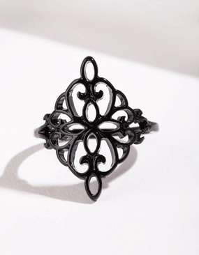 Gorgeous style Black Filigree Ring
