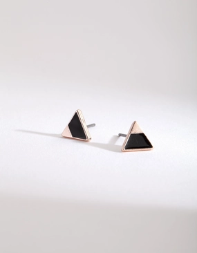 Fashionable Option Black Metallic Tip Triangle Stud