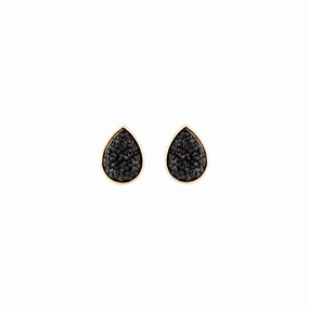 Modern Ornament Black Teardrop Jelly Stud Earrings
