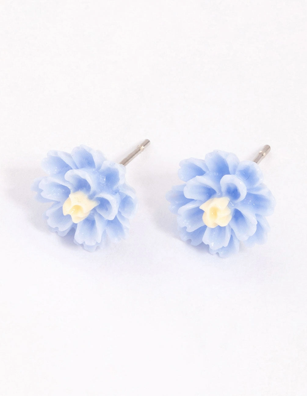 Blue Dahlia Stud Earrings Neutral Accent