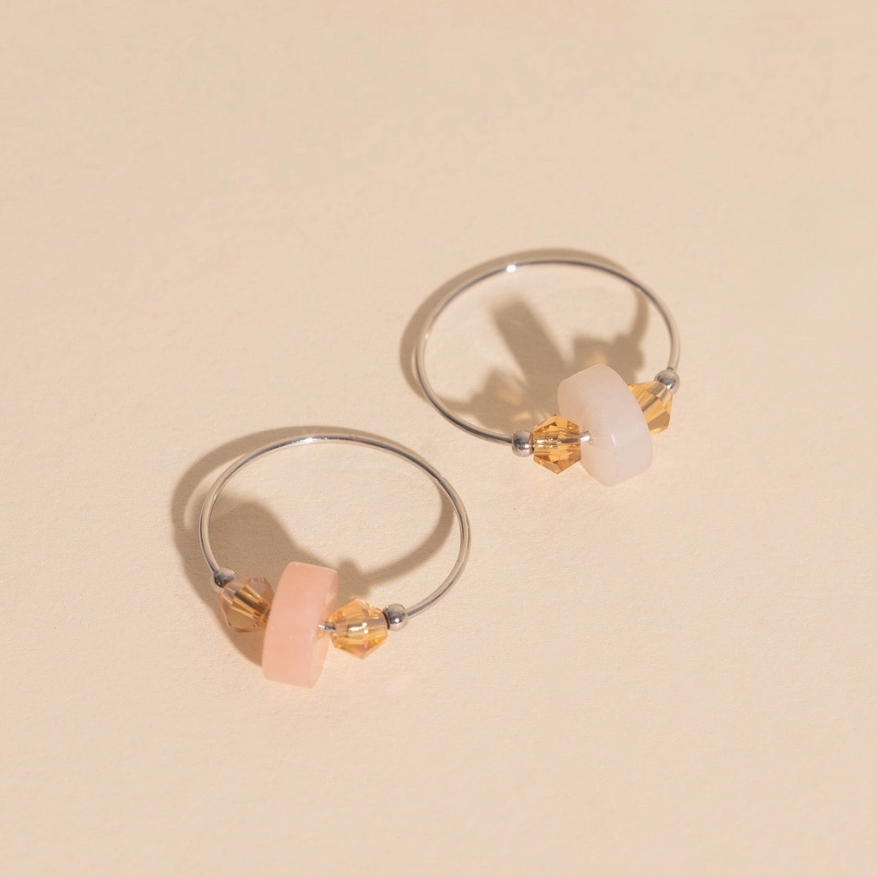 Blush Trio Huggie Hoop Charms Polished Flow Elegant Gift