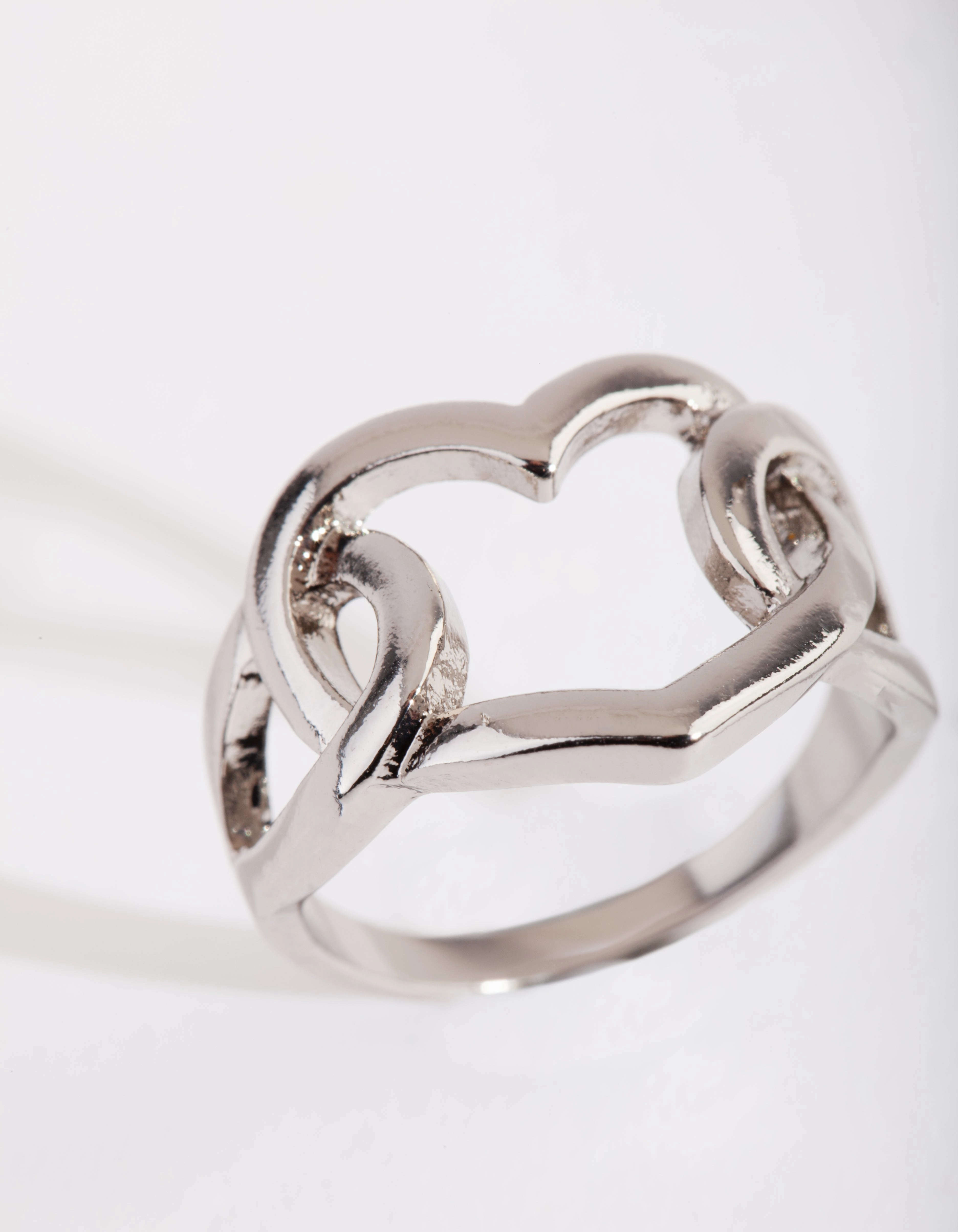 Shiny Article Silver Intertwined Heart Ring