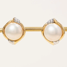 Starry Night Crisp Look 'Mikimoto' Mabe Pearl Stud Earrings | 16.00mm |