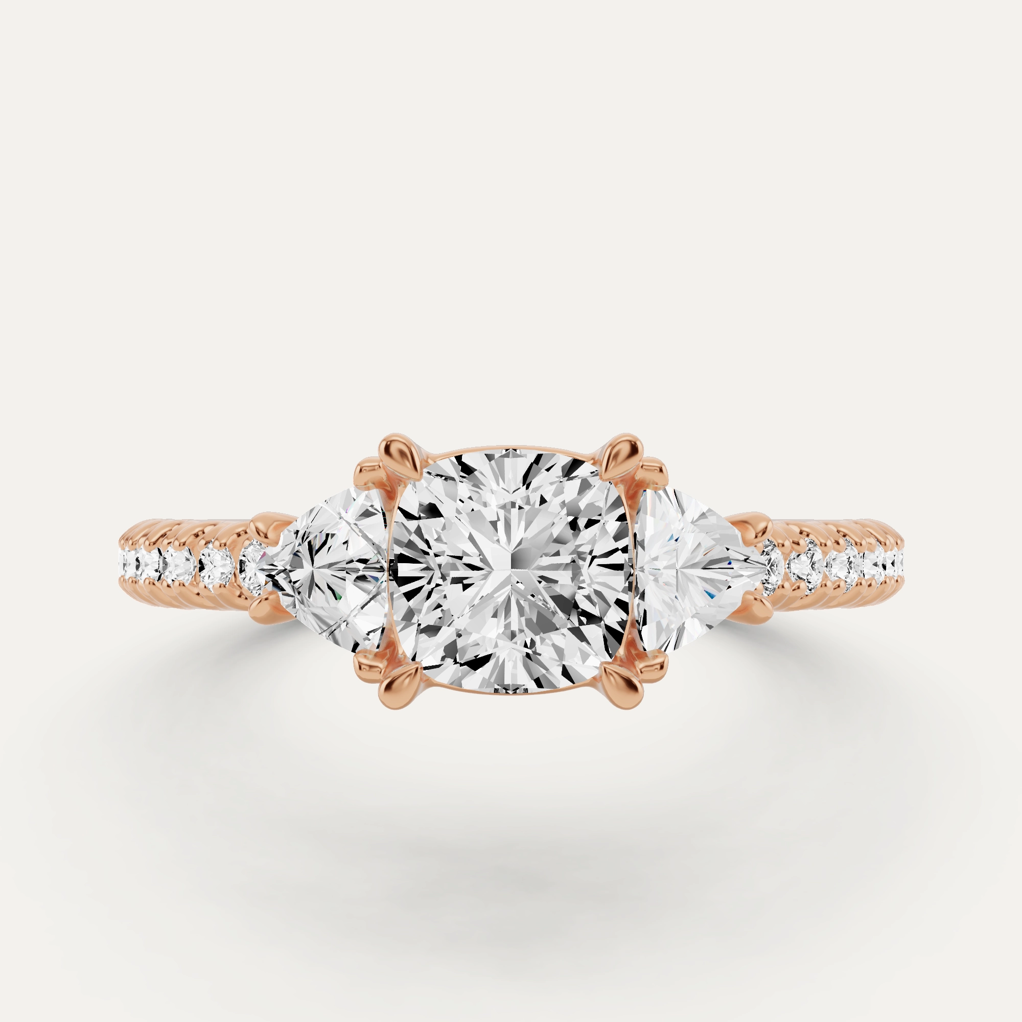 1 1/4 ctw Cushion Diamond Three Stone Engagement Ring With Trillion Side Stones Versatile Style