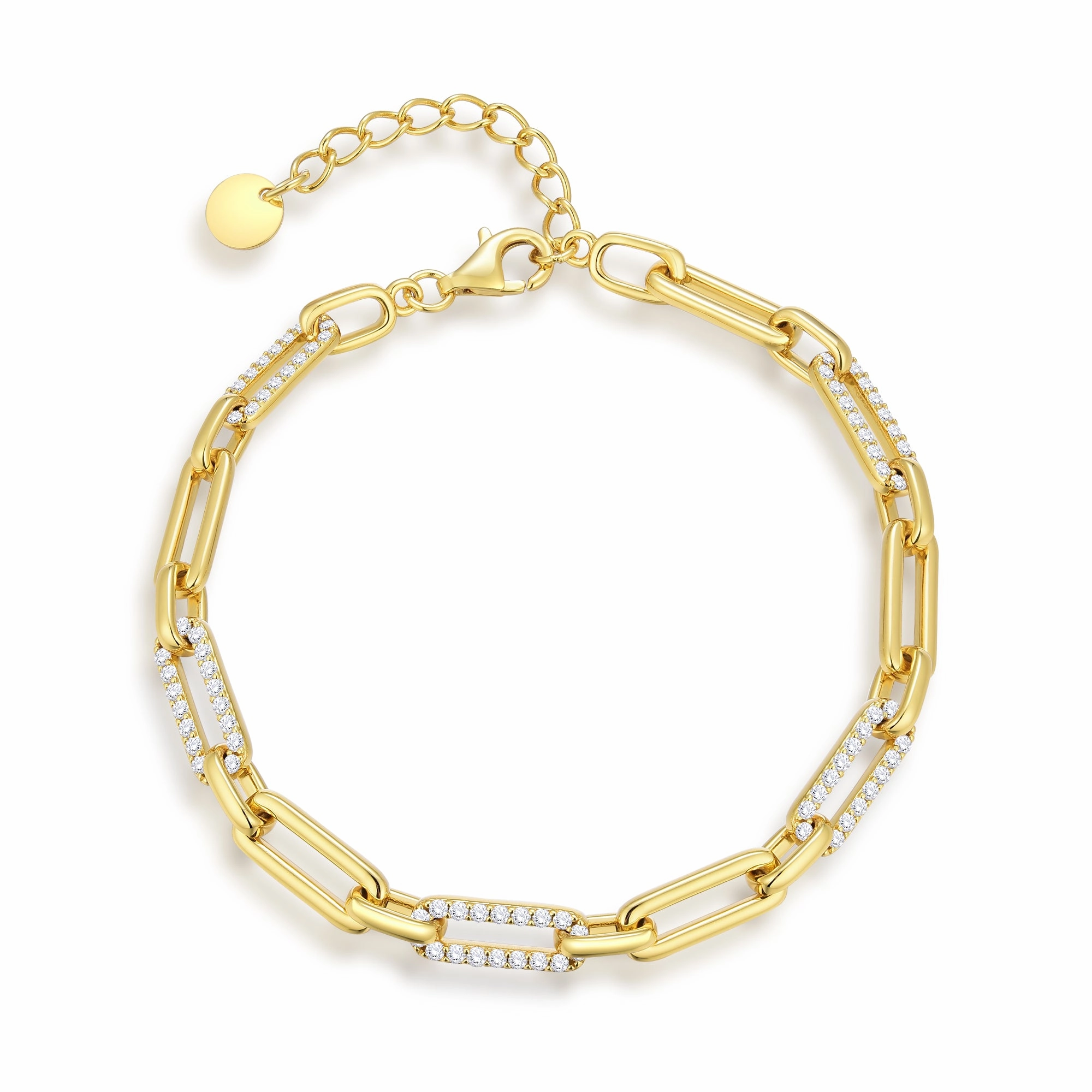 Personal Touch Sterling Silver CZ Paperclip Link Bracelet with Extension