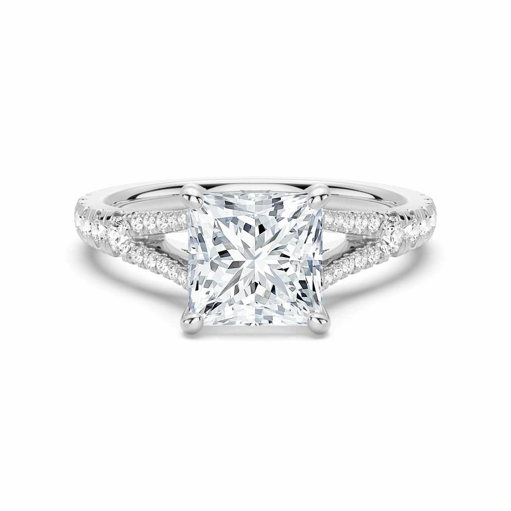 Her Gift Ornamental Object Princess Cut Split Shank Moissanite Engagement Ring