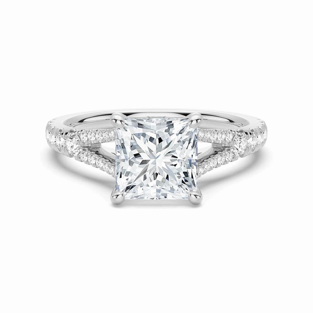 Brilliant Gift Princess Cut Split Shank Moissanite Engagement Ring