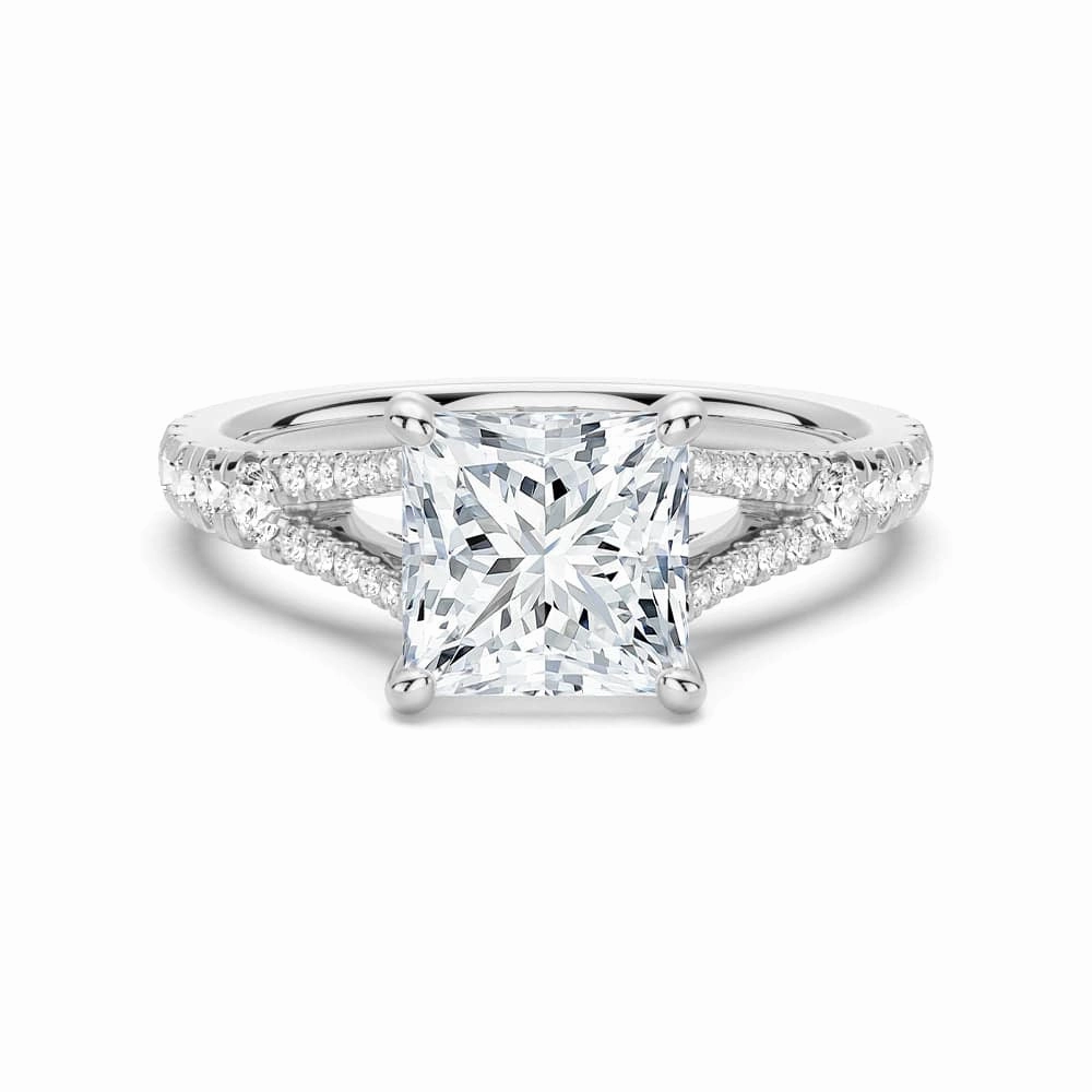 Princess Cut Split Shank Moissanite Engagement Ring 21st Century