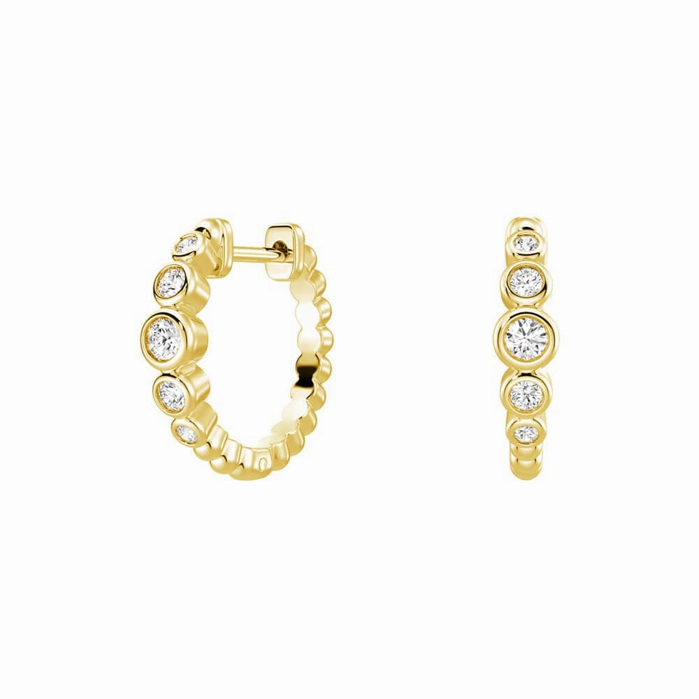 Lab Grown Diamond Five Stone Beaded Hoop Earrings Lightweight product