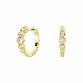 Lab Grown Diamond Five Stone Beaded Hoop Earrings Lightweight product
