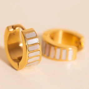 Precious Glow Pearl Shell Teardrop Super Chunky Huggie Hoop Earrings