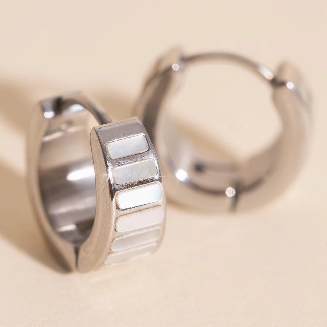 Pearl Shell Teardrop Super Chunky Huggie Hoop Earrings Layer Ready Refined Vibe