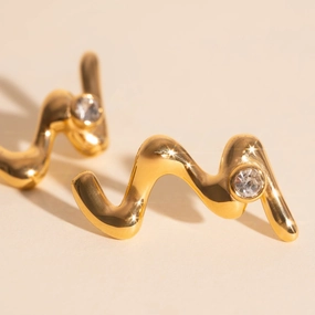 Elegant Line Wave Whisper Stud Earrings