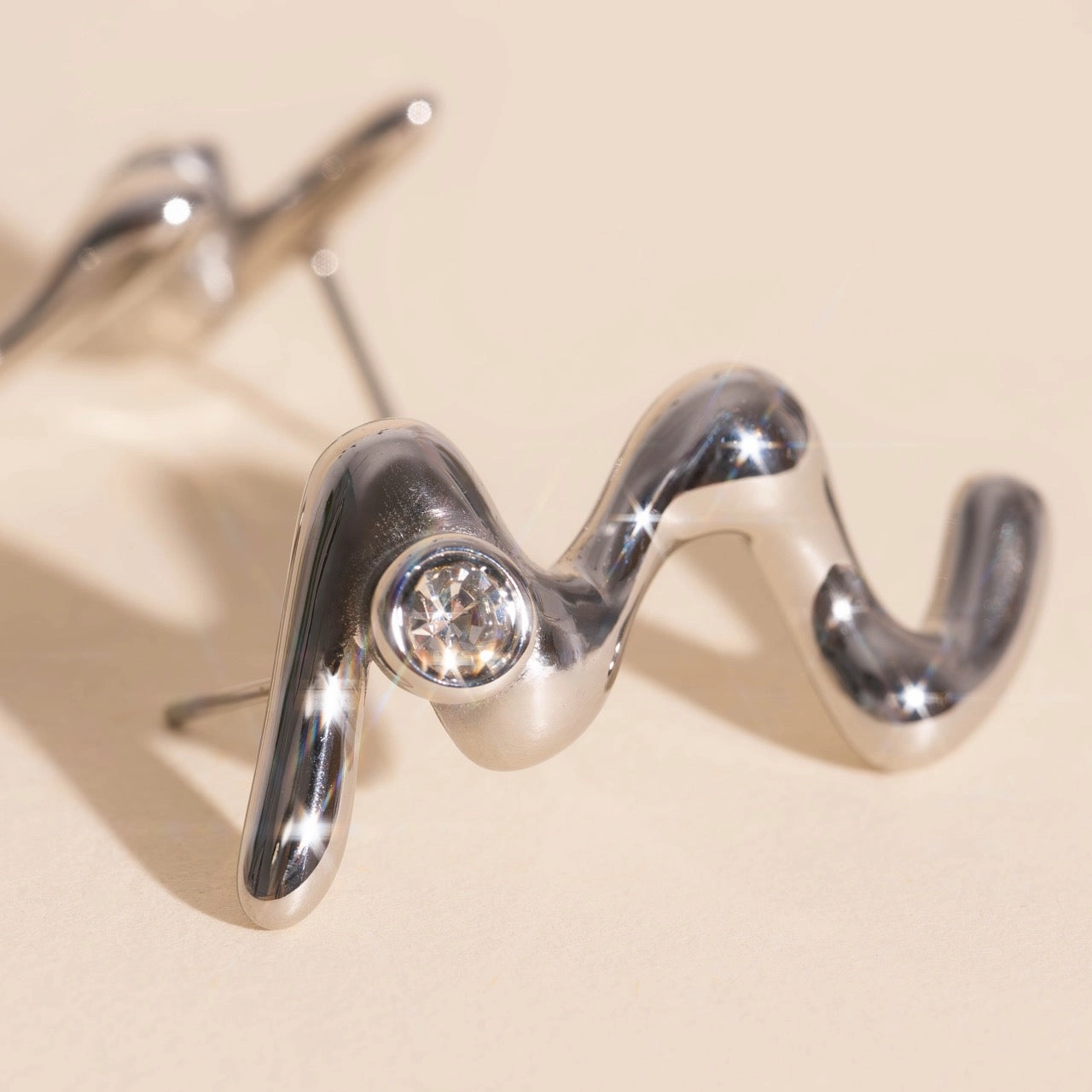 Infinite Style Light Spark Wave Whisper Stud Earrings