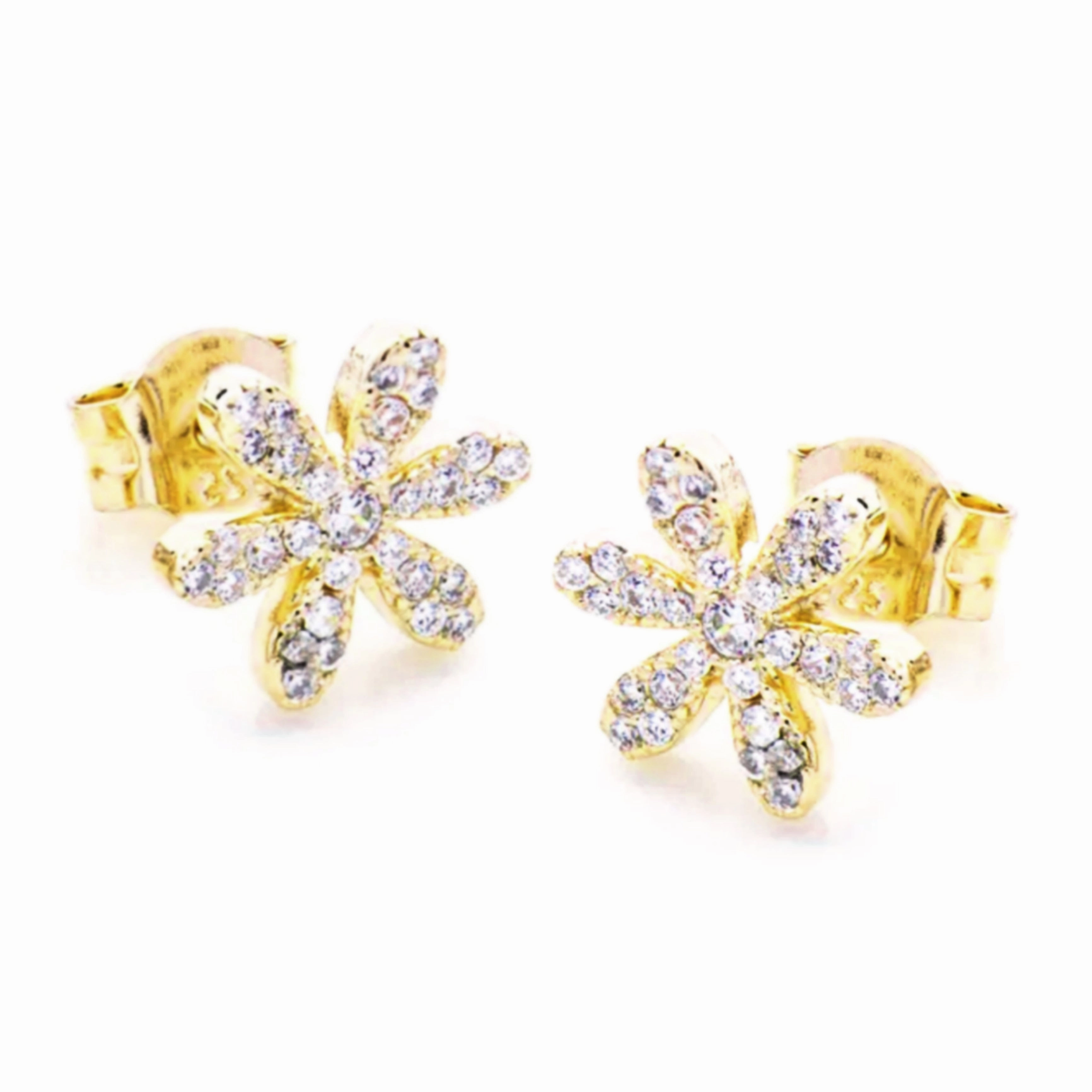 Sterling Silver Six Thin Petal Flower Stud Earrings Gorgeous Essential Magnificent Jewelry