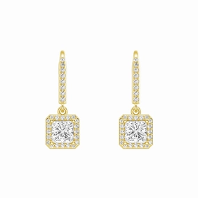 Framed Solitaire Princess Cut Moissanite Drop Earrings sophisticated appearance