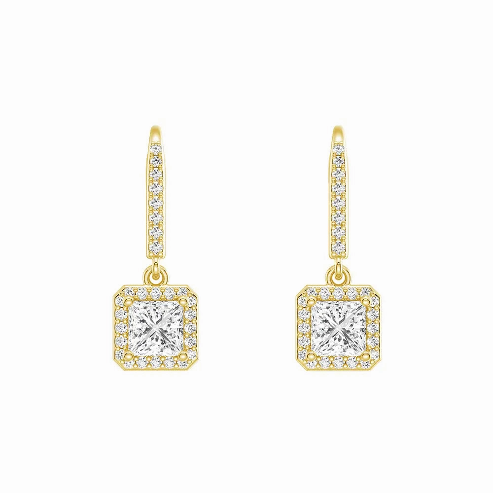 Framed Solitaire Princess Cut Moissanite Drop Earrings sophisticated appearance